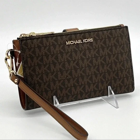 Michael Kors Large Double Zip Wallet Wristlet Brown (NWT) - Picture 1 of 9